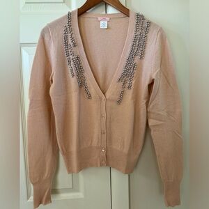 J. Crew dusty rose/light pink 100% cashmere cardigan sweater, size medium